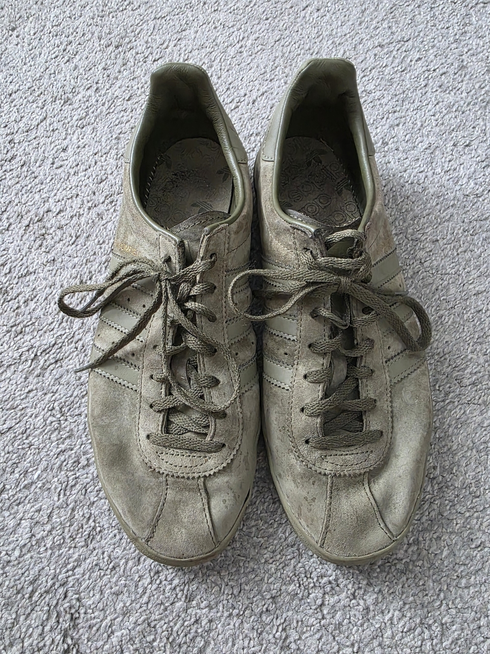 adidas Olive Green Suede Lace-Up Sneakers